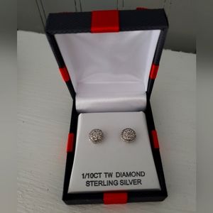 Sterling silver diamond studs